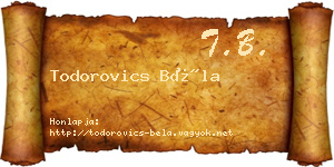 Todorovics Béla névjegykártya