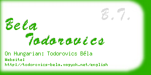 bela todorovics business card